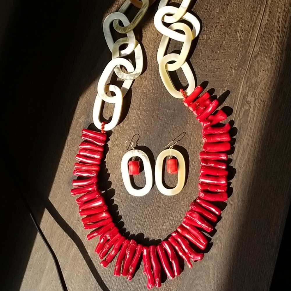 Red Coral Necklace & Earings